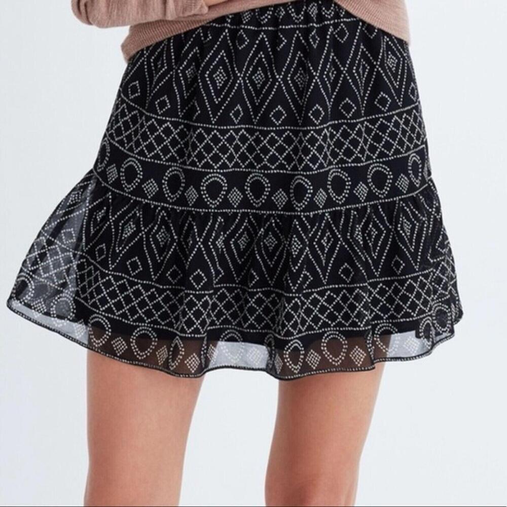 Madewell Women’s Size XS Black White Caravan Printed Flowy Mini Skirt New - Picture 8 of 8